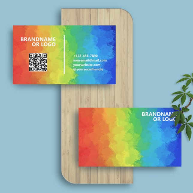 Rainbow Colours | Modern Professional QR Code LGBT Business Card (Creator Uploaded)