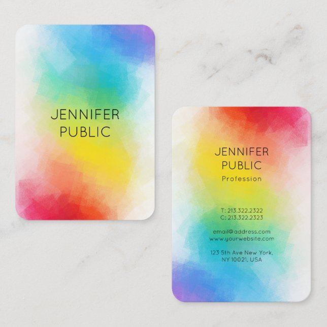 Rainbow Colours Modern Template Elegant Colourful Business Card (Front/Back)