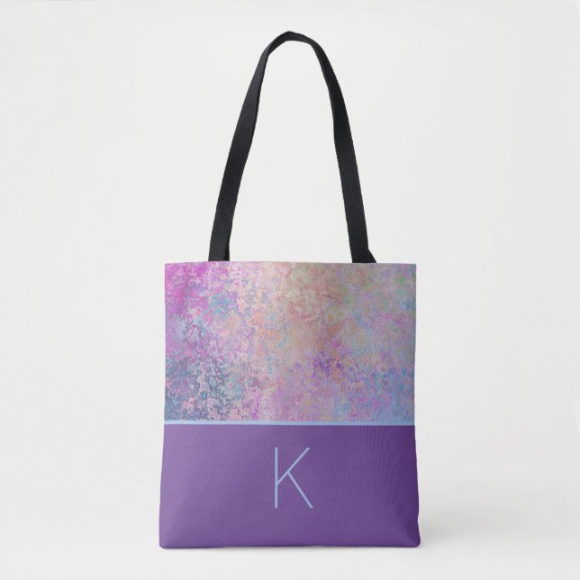 Rainbow Colours Monogrammed Tote Bag (Front)