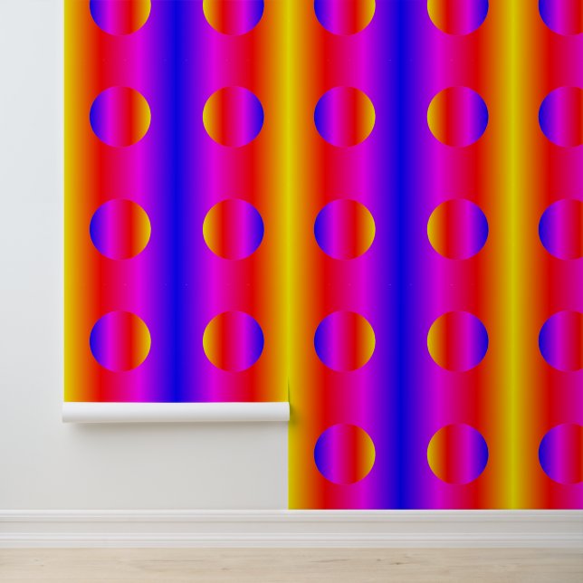 Rainbow Colours Neon Stripe and Circles Pattern Ar Wallpaper (Application)