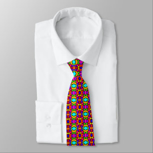 Rainbow Colours Patchwork Geometric Repeat Pattern Tie