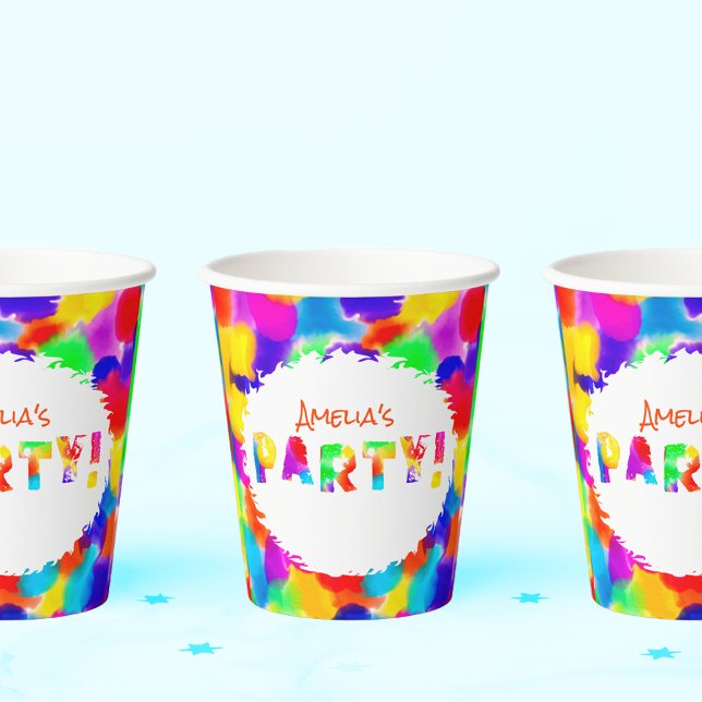  Rainbow Colours  Personalised Party Paper Cups (Creator Uploaded)