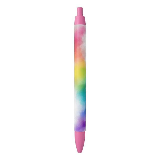 Rainbow Colours Pink Red Blue Purple Yellow Green Black Ink Pen (Front Vertical)