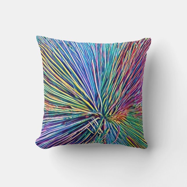 Rainbow Colours Plant Throw Pillow (Front)