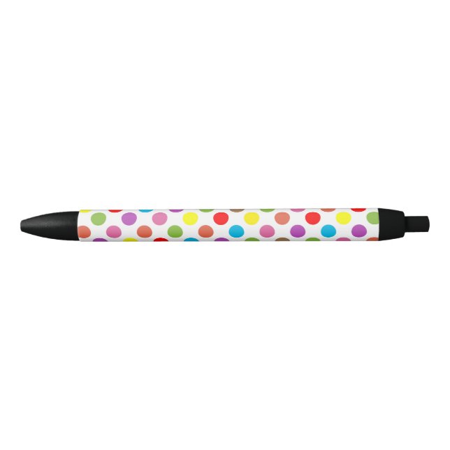 Rainbow colours polka dots black ink pen (Front)