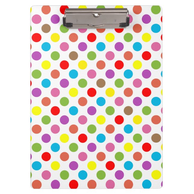 Rainbow colours polka dots pattern clipboard (Front)