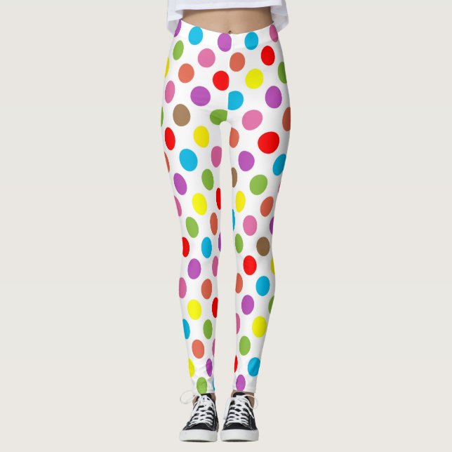 Rainbow colours polka dots pattern leggings (Front)