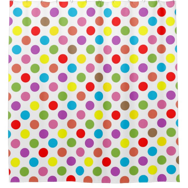 Rainbow colours polka dots shower curtain (Front)