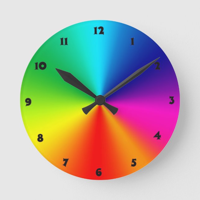 Rainbow Colours Round Clock (Front)