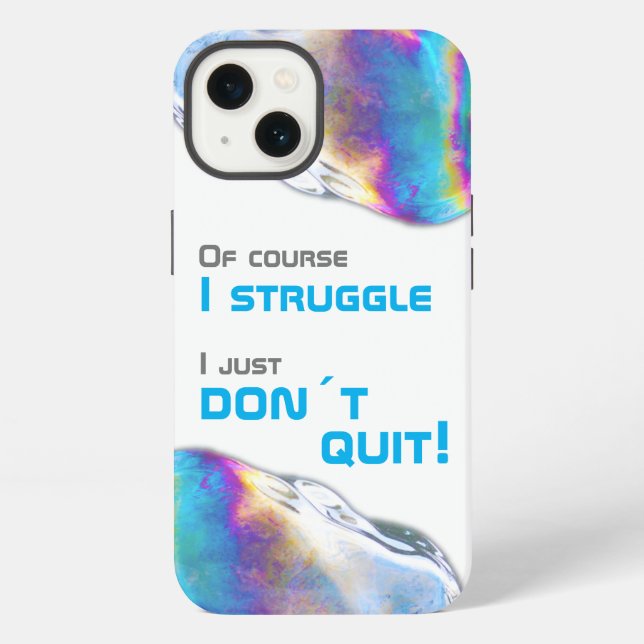 Rainbow colours shimmer bubbles funny lettering Ca iPhone Case (Back)