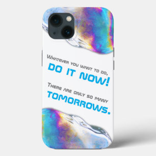 Rainbow colours shimmer bubbles motivational quote iPhone 13 case
