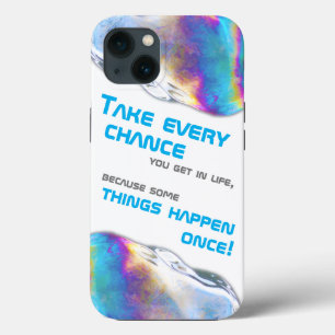 Rainbow colours shimmer bubbles motivational quote iPhone 13 case