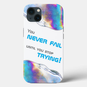 Rainbow colours shimmer bubbles motivational quote iPhone 13 case