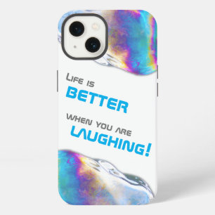 Rainbow colours shimmer bubbles motivational quote iPhone 13 case