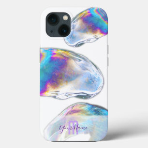 Rainbow colours shimmer bubbles personal Monogram! iPhone 13 Case