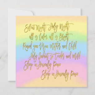 Rainbow Colours Silent Night Lyrics Christmas Holiday Card
