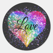 Rainbow colours sparking glitter heart love   clas