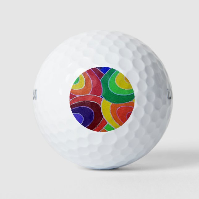 Rainbow Colours Spirals Golf Balls (Front)