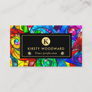 Rainbow Colours Stained Glass Pattern Business Card
