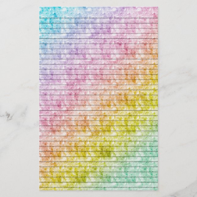 Rainbow Colours Stationery w/ Optional Lines (Front)