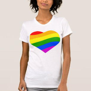 Rainbow Colours Striped Heart T-Shirt