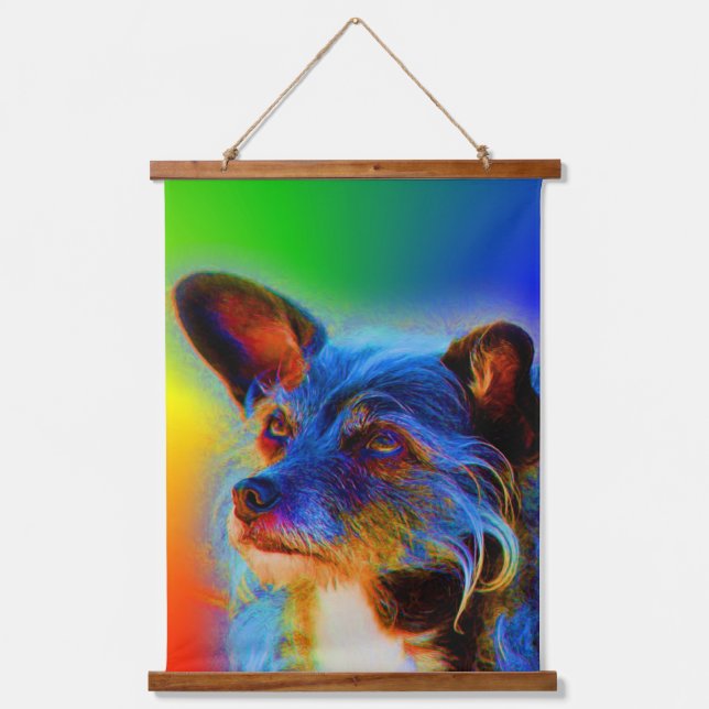 Rainbow Colours Terrier Abstract Dog Art  Hanging Tapestry (Front)