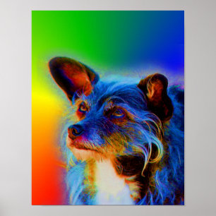 Rainbow Colours Terrier Abstract Dog Art Poster