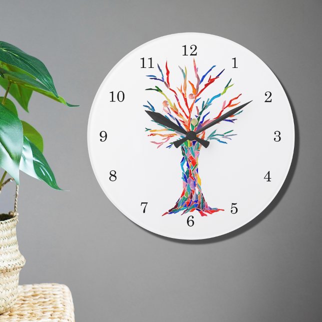 Rainbow Colours Tree of Life Large Clock (Creator Uploaded)