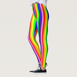 Rainbow Colours Vertical Skinny Stripes Colourful Leggings
