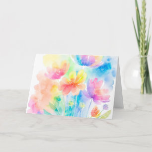 Rainbow Colours Watercolor Floral Note Card
