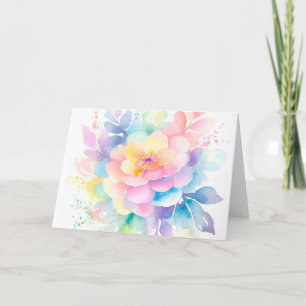 Rainbow Colours Watercolor Floral Note Card