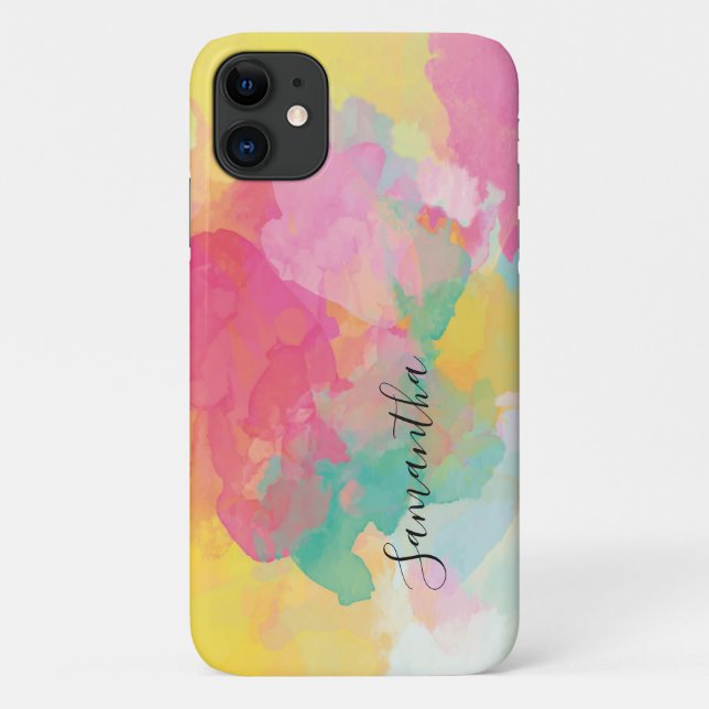 Rainbow Colours Watercolour Script Case-Mate iPhone Case (Back)