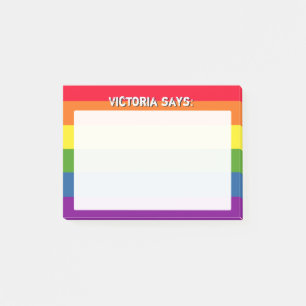 Rainbow Colours with Custom Text Post-it Notes