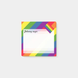Rainbow Colours with Flag and Custom Text Post-it Notes