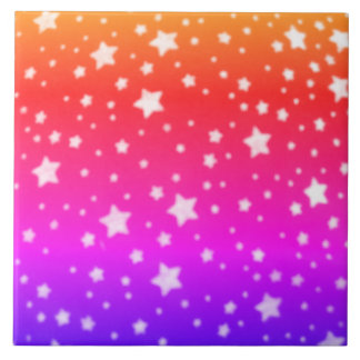 Rainbow Colours with Stars Tile
