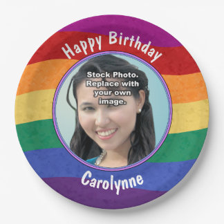 Rainbow Colours Your Photo Paper Plate