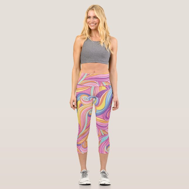 Rainbow Comet: Magical Dreamy Sky. Capri Leggings (Front)