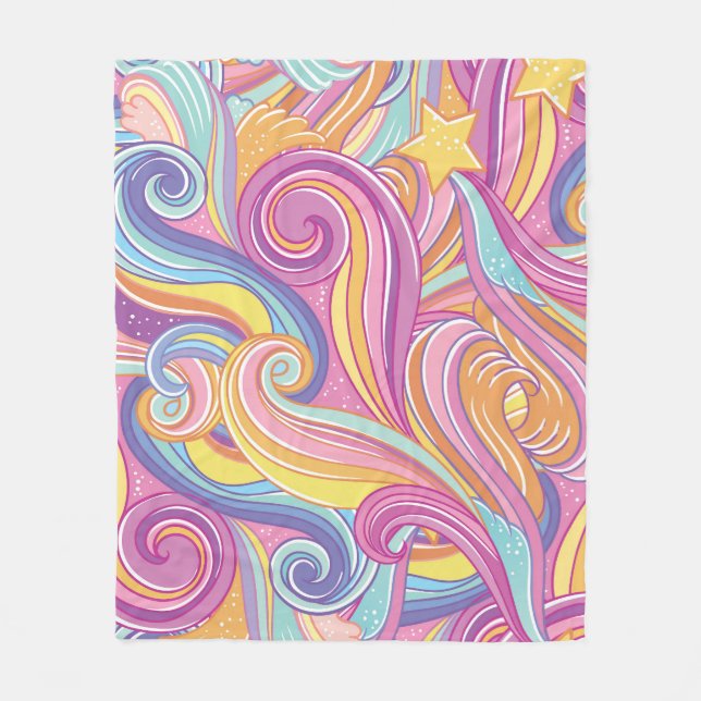 Rainbow Comet: Magical Dreamy Sky. Fleece Blanket (Front)