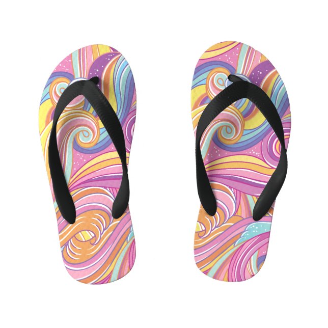 Rainbow Comet: Magical Dreamy Sky. Kid's Flip Flops (Footbed)