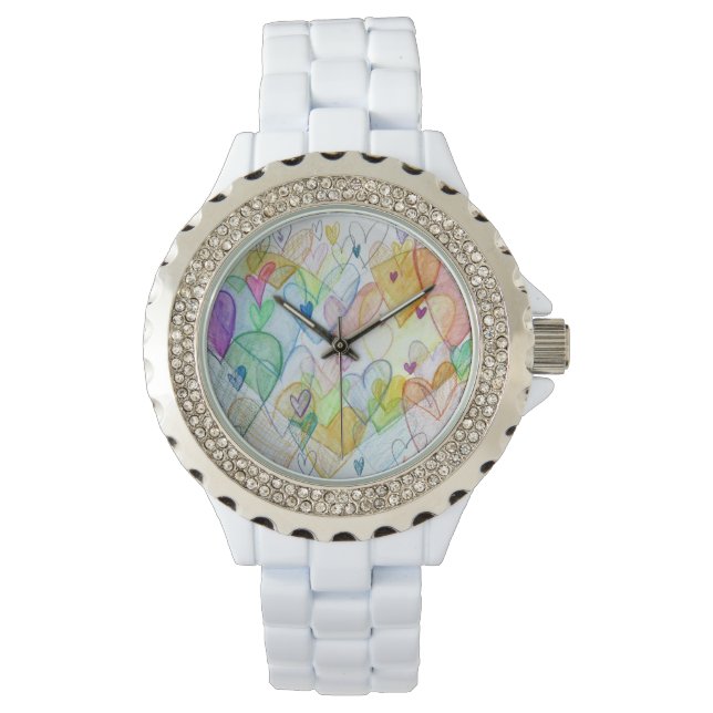 Rainbow Community Hearts Custom Art Watch Design (Front)