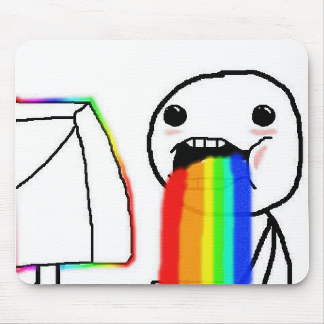 Rainbow Computer Face Guy Mouse Mat (Front)