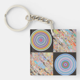 Rainbow concentric circle design key ring