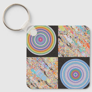 Rainbow concentric circle design key ring
