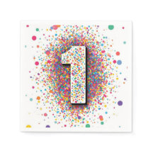 Rainbow Confetti 1st Birthday Napkins Colourful Ag