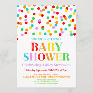 Rainbow Confetti Baby Shower Invitation