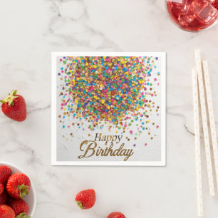 Rainbow Confetti Birthday Napkins Colorful Party