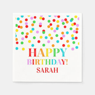 Rainbow Confetti Birthday Party Napkin