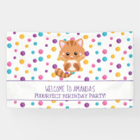 Rainbow Confetti Cute Kitty Birthday Party Welcome