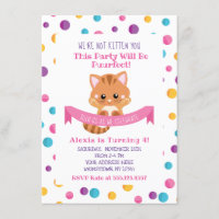 Rainbow Confetti Cute Kitty Cat Birthday Party