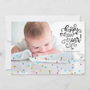 Rainbow Confetti Happy New Year Photo Card